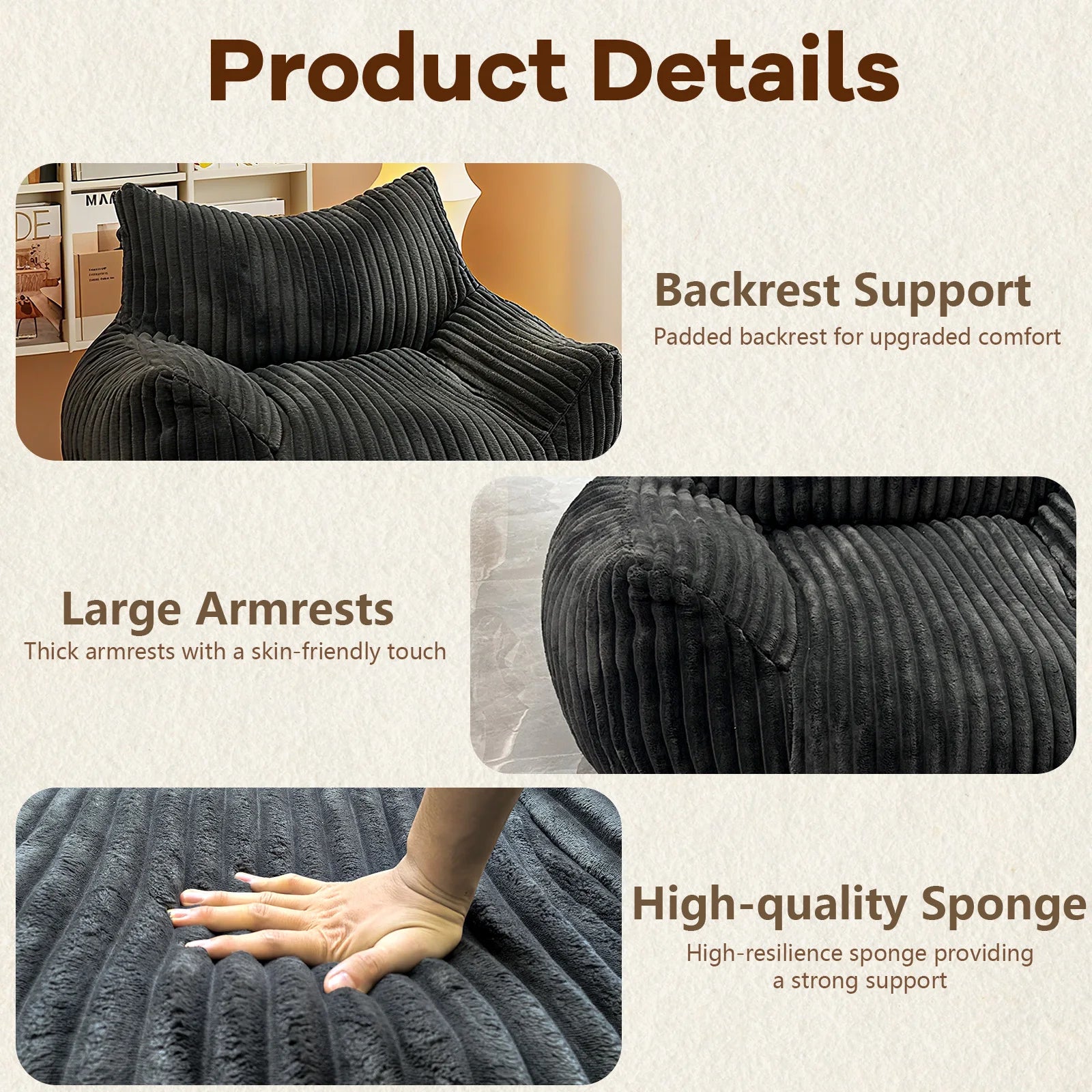 Comfy Reading Bean Bag Chair